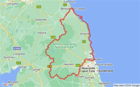 Map Of Northumberland - County In North East England