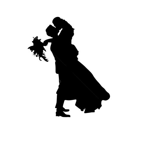 Couple Bride And Groom Kissing Wedding Silhouette With Romatic Pose Clipart Transparent ...