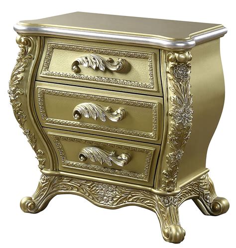 ACME Cabriole Wooden 3-Drawer Nightstand in Gold - Walmart.com