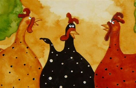 Farmhouse Hubbs Art Folk Prints Farm Animals Cow Chickens Country ...