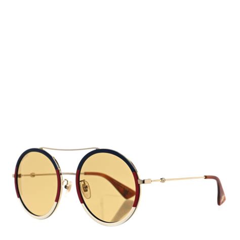 GUCCI Metal Round Frame Sunglasses GG0061S Blue Red 1288926 | FASHIONPHILE