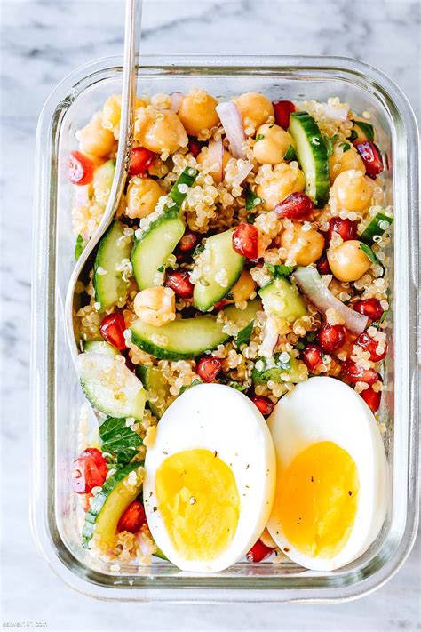 Chickpea Quinoa Salad Meal Prep - Full of good-for-you ingredients, and so easy to prepare, this ...