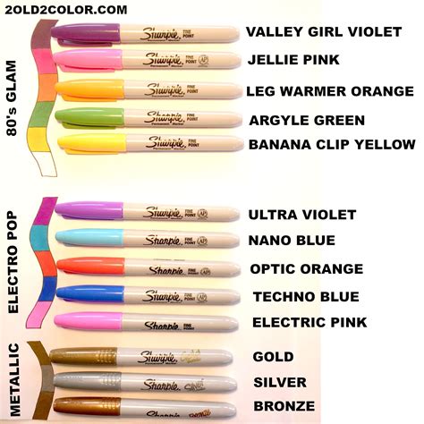 Illustrated list of Sharpie Colors. Includes Standard Sharpie Marker ...