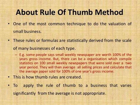 Rule of thumb method