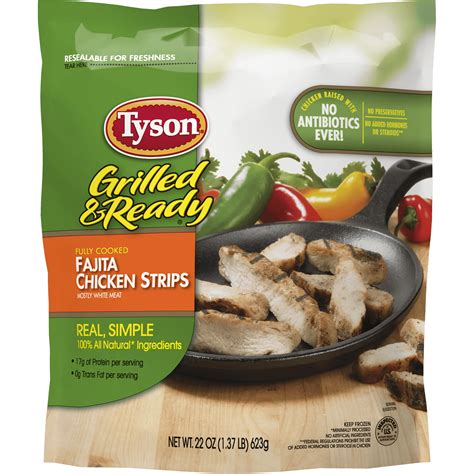 Tyson® Grilled & Ready® Fully Cooked Fajita Chicken Strips, 22 oz. (Frozen) - Walmart.com