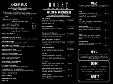 Roost Menu - Roost Restaurant