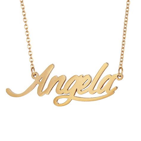 18k Gold Plated Angela Name Necklace Novelty Jewelry for Girls Womens - Walmart.com