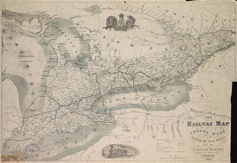 The railway map of Canada West including the latest surveys for the ...