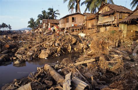 Communities destroyed during flash floods caused by logging and deforestation, Leyte, the ...