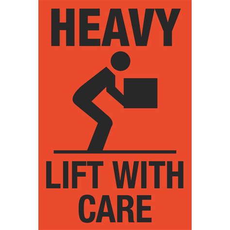 Fluorescent Shipping Labels - Heavy Lift With Care w/Graphic 4 x 6 ...