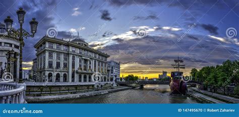 Sunrise View of the Skopje City Center Stock Photo - Image of clouds, tourist: 147495670