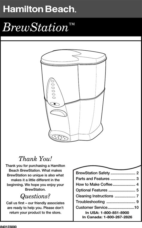 Hamilton Beach Brewstation Instruction Manual ManualsLib Makes It Easy ...