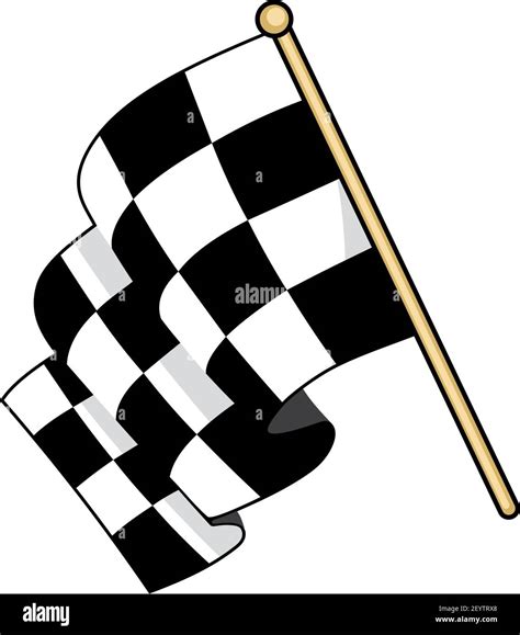 Checkered race flag flat vector illustration. Speed racing competition flag cartoon sticker ...