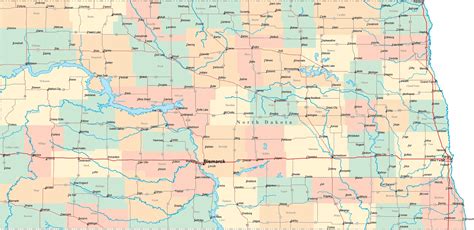 North Dakota Map With Counties