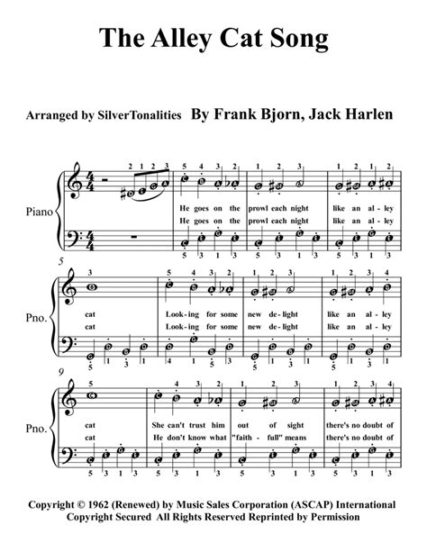 Alley Cat Song By Frank Bjorn - Digital Sheet Music For Score ...