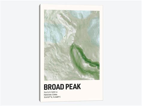 Broad Peak Topographic Map Canvas Art by avesix | iCanvas