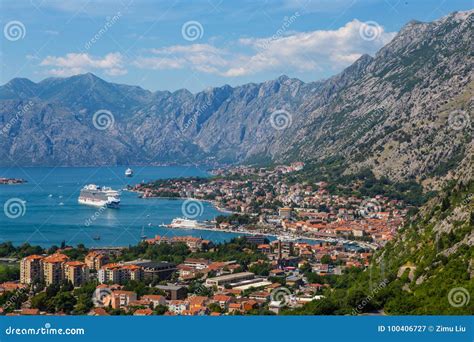 Kotor bay stock image. Image of island, cafe, water - 100406727