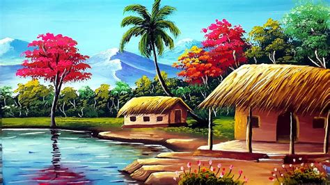 Indian Village Scenery Painting, village painting HD wallpaper | Pxfuel