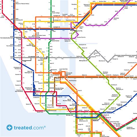 NYC Subway map with Calories burned by Walking | WordlessTech