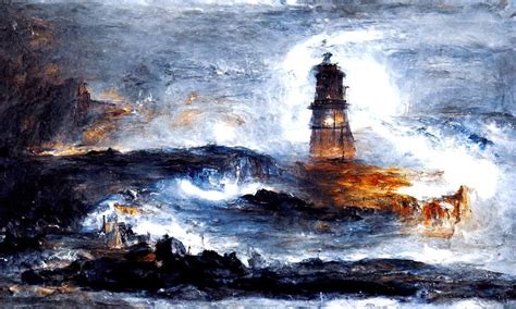 A lighthouse in the storm Painting by Andrea Mazzocchetti | Saatchi Art