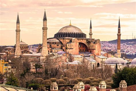 Istanbul, Turkey, Hagia Sophia, mosque, architecture, city, fall, trees HD Wallpaper