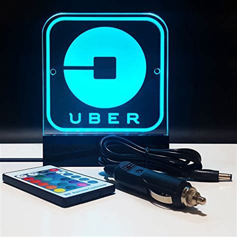 LED Uber Sign for Car – Acrylic Decal Glow Logo, Light Up 16 Colors, Wireless Remote Control ...