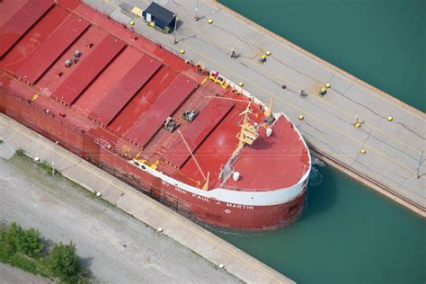 Aerial Photo | Cargo Ship in Saint Lawrence Seaway Locks