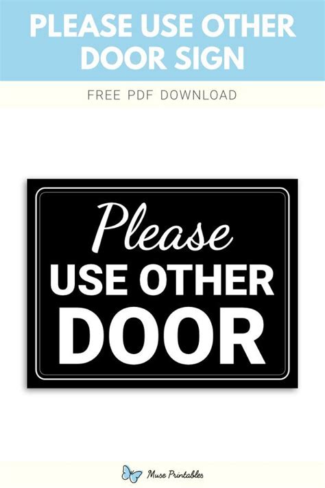 Printable Please Use Other Door Sign Template | Door signs, Signs, Front door signs