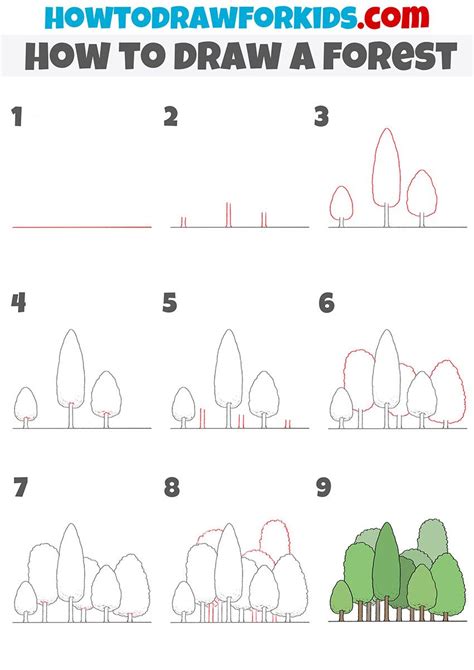 How to Draw a Forest - Easy Drawing Tutorial For Kids in 2023 | Easy doodles drawings, Drawing ...