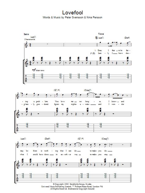 Lovefool by The Cardigans - Guitar Tab - Guitar Instructor