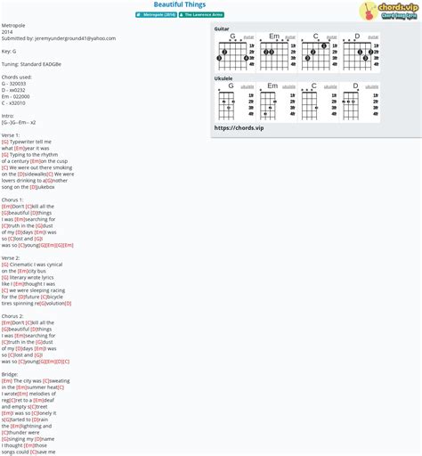 Chord: Beautiful Things - tab, song lyric, sheet, guitar, ukulele ...