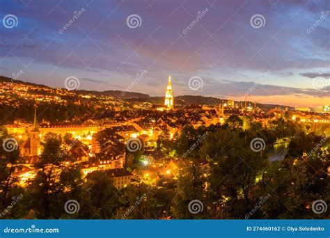 Night View of Old Town of Bern in Switzerland Stock Photo - Image of ...