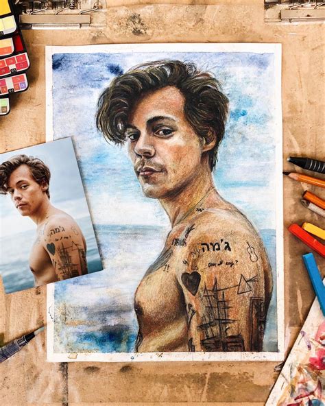 Harry Styles Portait | @fearlessfallon | Painting, One direction fan art, Watercolor