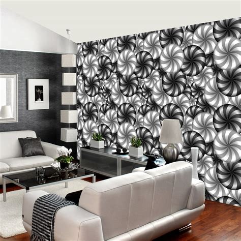 Rainbow Circle Pattern Wall Mural 3D Effect Black White Geometric Wall ...