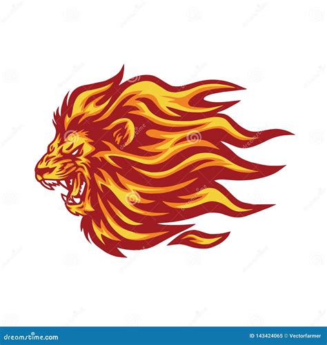 Roaring Lion Flaming Fire Logo Vector Illustration Stock Vector ...