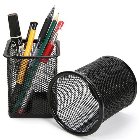 Pen Holders Pencil Holder Metal Mesh Pen Case Desk Organizer | Shopee Philippines