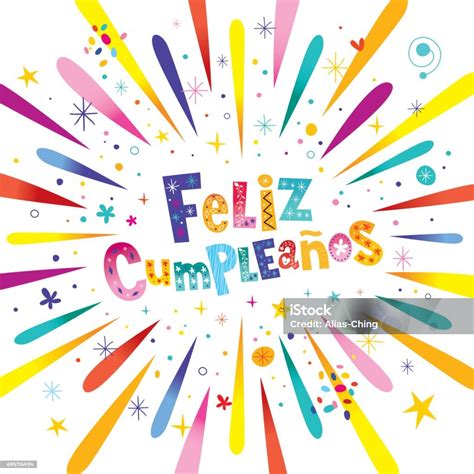 Feliz Cumpleanos Happy Birthday In Spanish Card Stock Illustration - Download Image Now ...