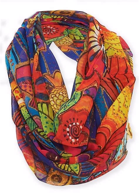 LAUREL BURCH INFINITY SCARF ~ FISH & WAVES ARTISTIC SCARF ~ NEW #LaurelBurch #Scarf | Silk ...