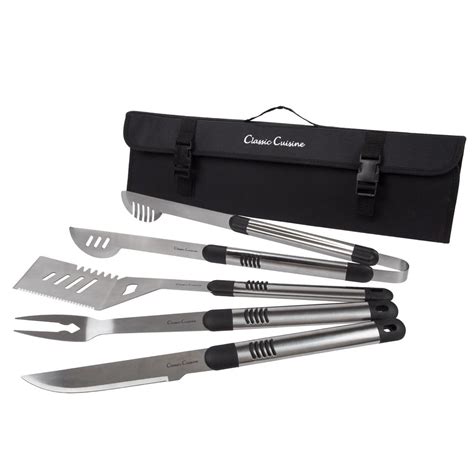 Classic Cuisine Stainless Steel BBQ Grilling Tools Set (5-Piece)-HW031006 - The Home Depot