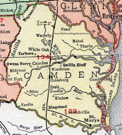 Camden County, Georgia, 1911, Map, Rand McNally, Kingsland, St. Marys, Woodbine