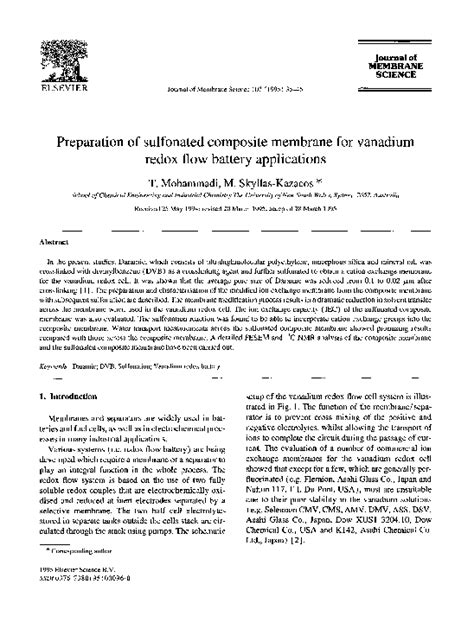 (PDF) Preparation of sulfonated composite membrane for vanadium redox ...