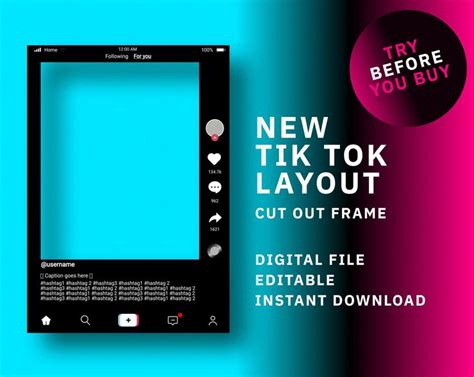 Tik Tok frame template Tik tok Frame Instant download Tik | Etsy in ...