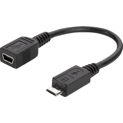 USB 2.0 Adapter [1x USB 2.0 connector Micro B - 1x USB 2.0 port Mini B] Black from Conrad.com