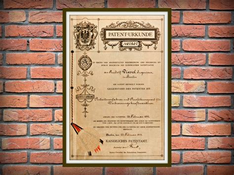 German Patent 1892 Diesel Engine Patent Invented by Rudolf Diesel - Art Print - Internal ...