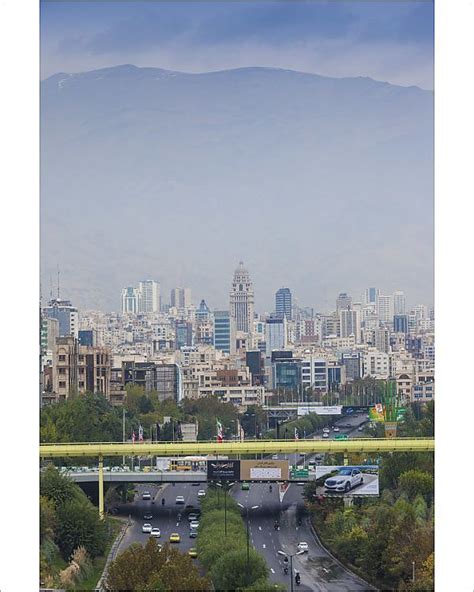 Print of Iran, Tehran, city skyline from the Pole e Tabiat Nature ...