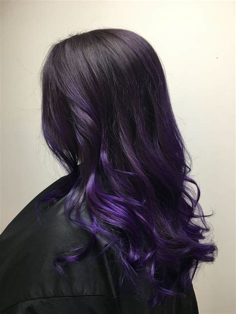 Long and dark with purple melt | Hair color for black hair, Purple hair highlights, Dark purple hair