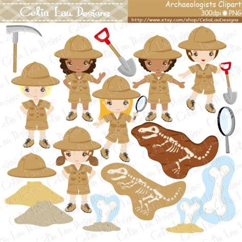 Archaeologist Kids Clipart Explorer Hat Dinosaur - Etsy