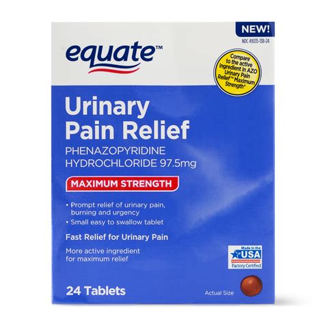 Equate Maximum Strength Urinary Pain Relief Phenazopyridine Tablets, 97 ...