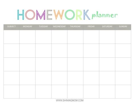 Free Printable Homework Planner