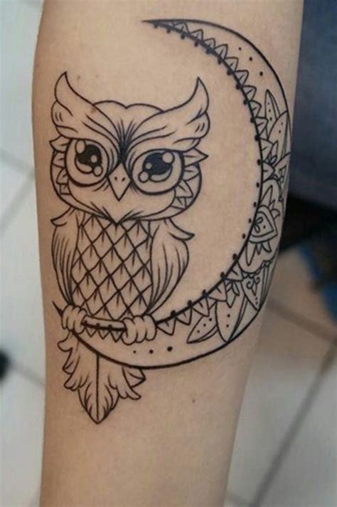 12+ Adorable Owl and Moon Tattoo Ideas | PetPress